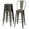 30 Inch Set of 4 High Back Stackable Metal Bar Stools with Removable Backrest and Footrest